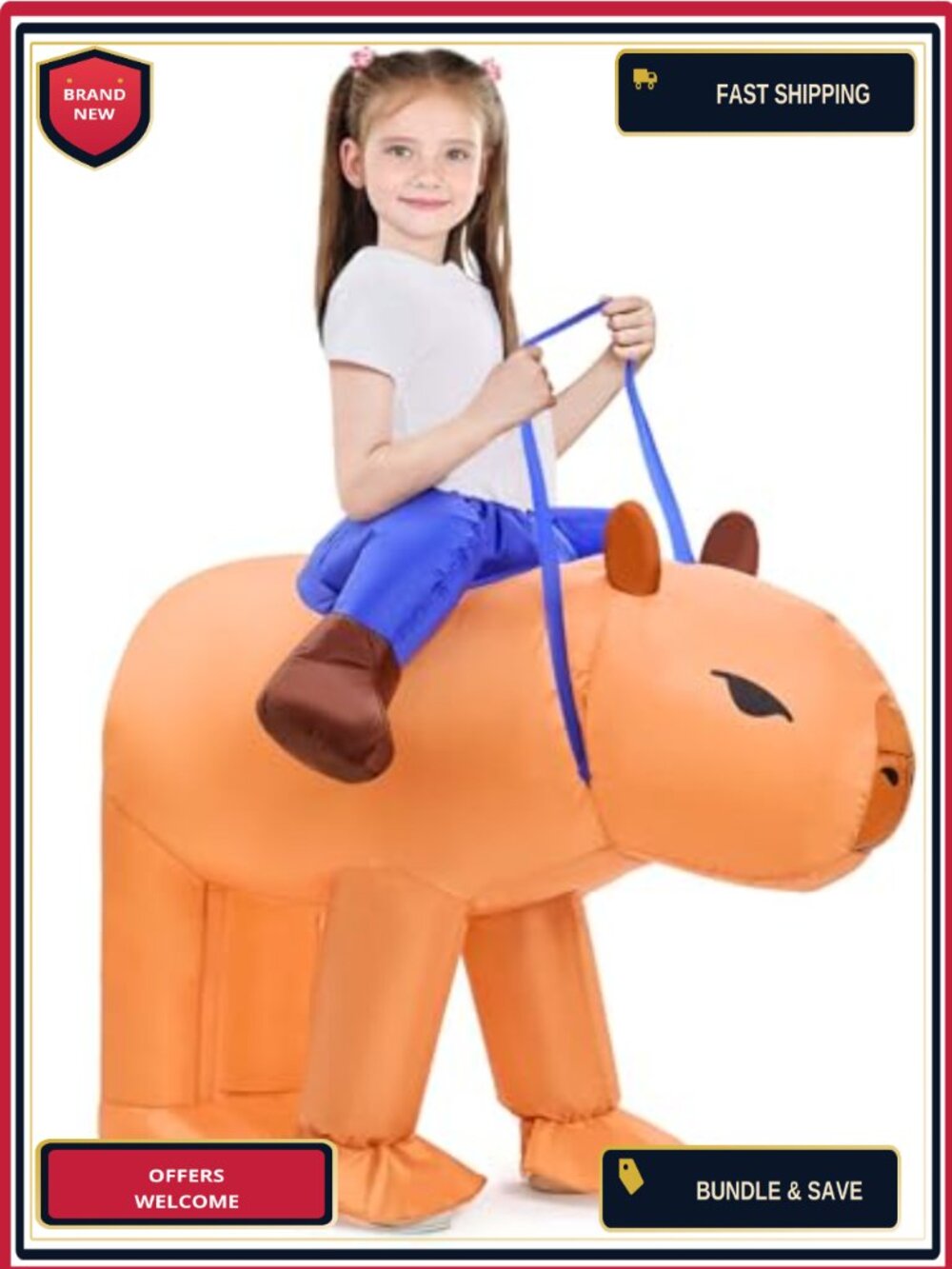 Kids Inflatable Capybara Costume Blow Up Animal Halloween Ride On Suit